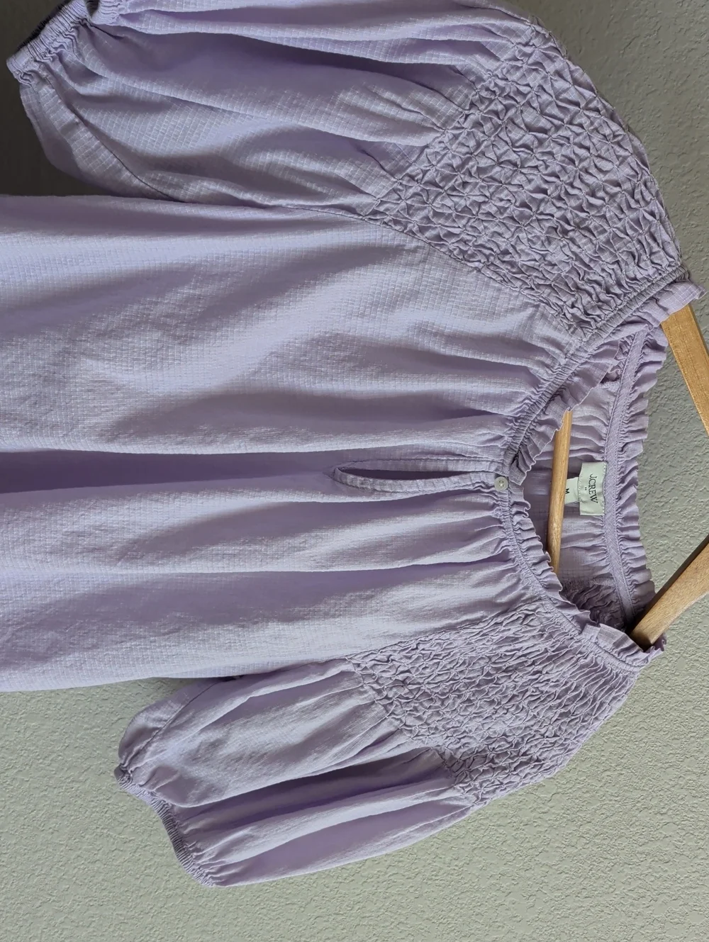 Light Purple Smocked Puff-Sleeve Women's Top